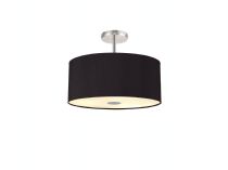 DK0485  Baymont 40cm, Drop Flush 5 Light Polished Chrome, Midnight Black/Green Olive, Frosted Diffuser